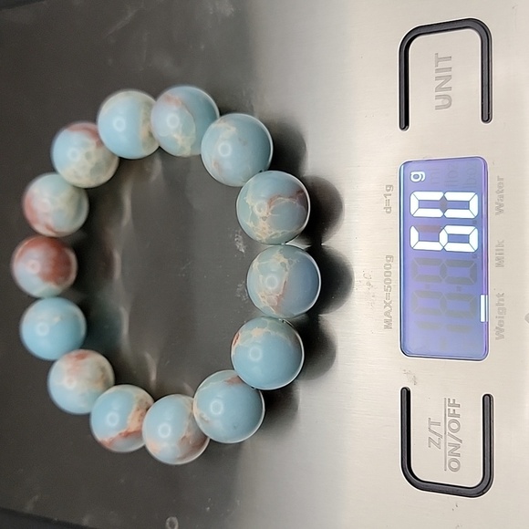 16mm Natural Argentina Blue Chalcedony Quartz Crystal Gemstone Bangle Bracelet - Picture 9 of 9